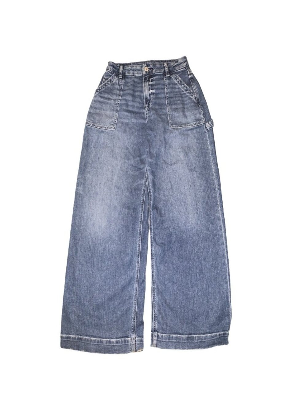 American Eagle Curvy Super High Rise Jeans Womens 0 -26x31 Blue Baggy Wide Leg